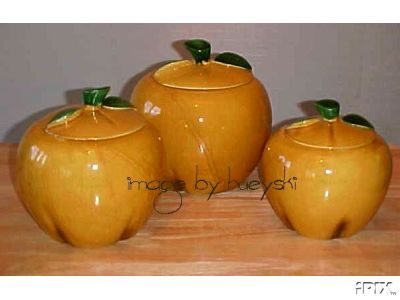 GOLDEN APPLE Shape Canisters USA Ceramic 